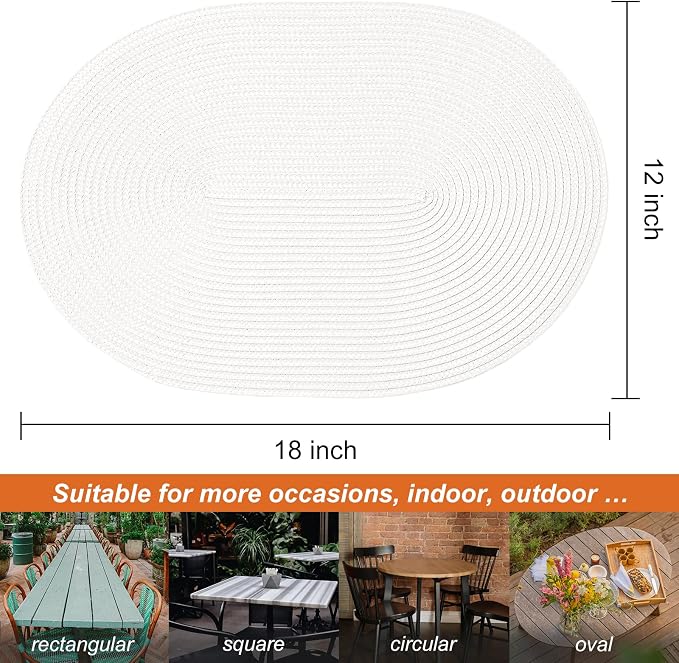AHHFSMEI Placemats Set of 8 for Dining Table Washable Woven Non-Slip 18x12 - Image 2