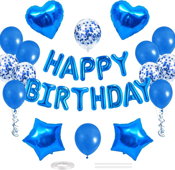 CANREVEL Happy Birthday Banner Decoration + 30pcs Star Balloons, by CANREVEL