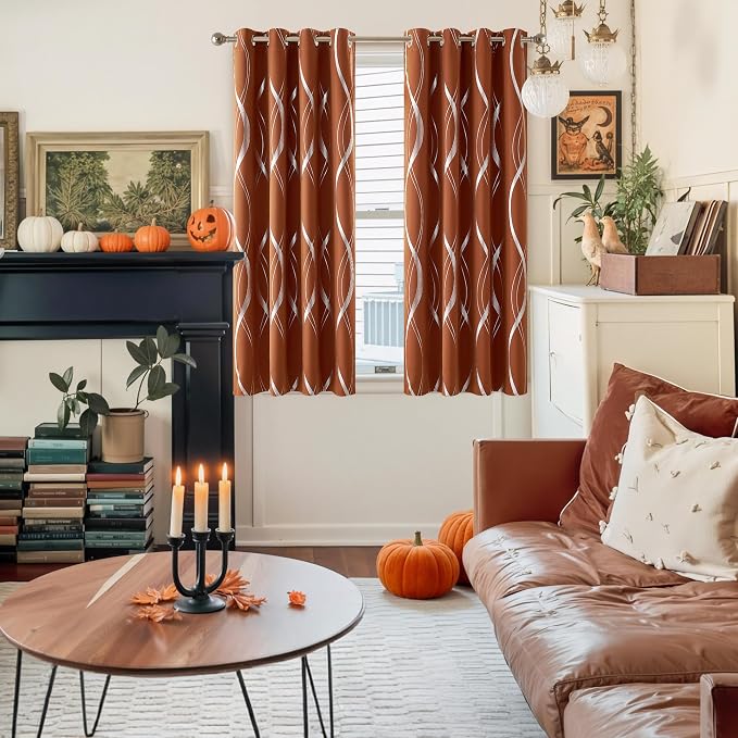 NICETOWN Fall Burnt Orange Blackout Curtain Panels - Image 2