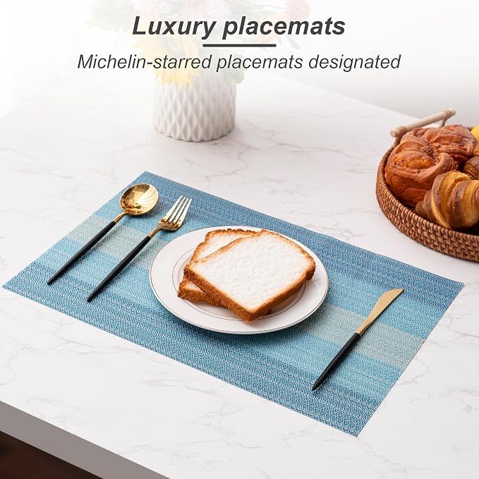 Placemats Set of 6 Washable Indoor | Outdoor Vinyl Place Mats - Image 6