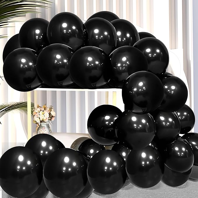 Firomi Shiny Party Black Balloons 12-inch 100 Pack | Metallic Thicken Big by Firomi