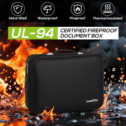 Fireproof Document Box with Combination Lock, Fireproof Water-Resistant Hard Case Safe for Important Documents, Certificates, Laptop, Passports（16''x12''x5''