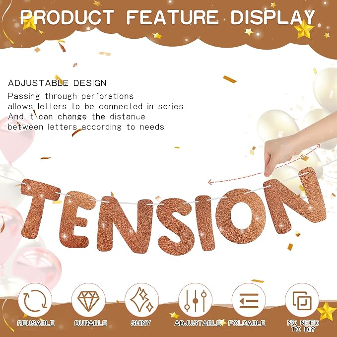 Retirement Banner Pre-Strung GOODBYE TENSION HELLO PENSION Banner Glitter - Image 3