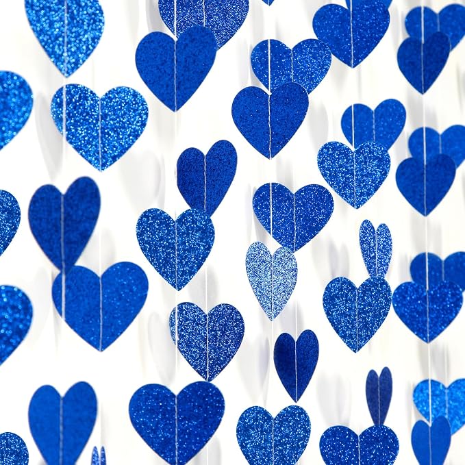 Royal Blue Party-Decoration Heart Garland - 52ft 21st Birthday Bachelorette by LastingSurprise