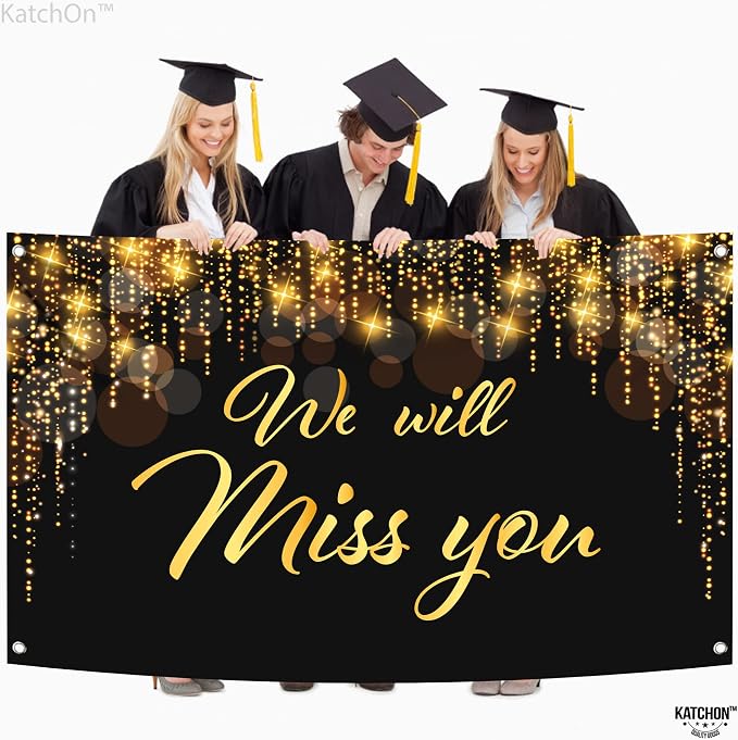 KatchOn We Will Miss You Banner Black and Gold 72x44 Inch | Black and Gold We - Image 5