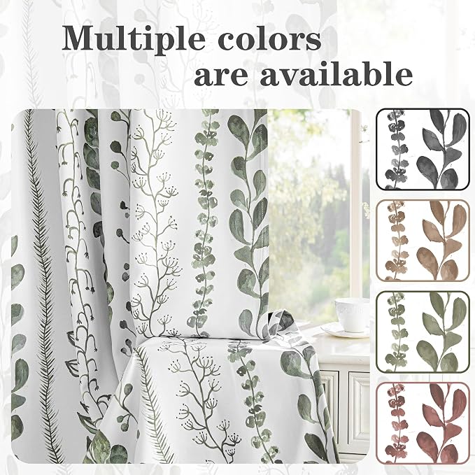 Sage Green Blackout Curtains 63 Inches Long 2 Panels Boho Curtains - Image 2