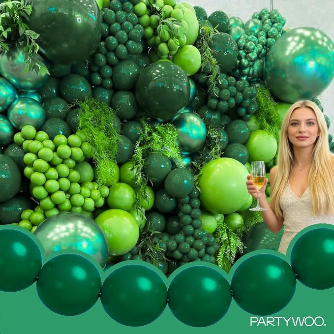 PartyWoo Dark Green Linking Balloons 100pcs 12 Inch Emerald Link Balloons | - Image 8