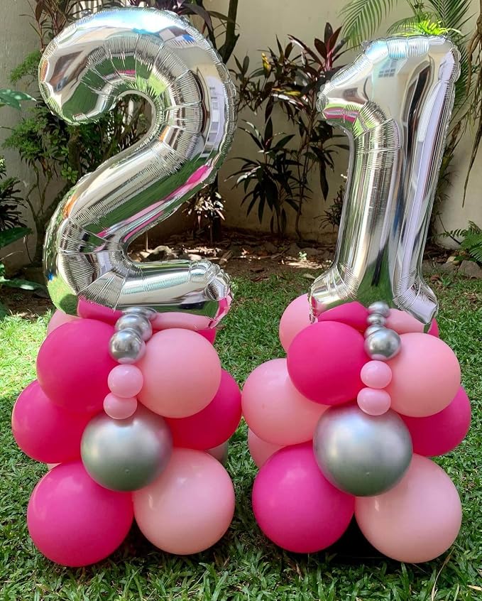 40 Inch Silver 27 Balloons Giant Number 27 Balloons Silver 27 Birthday Balloons - Image 3