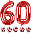 Red 60 Balloon Numbers and Confetti Balloons, 60th Birthday Balloons Set by Lingqiang