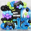12th Birthday Video Game Balloons Arch, 12th Game Party Balloons Garland Kit by Cledeco