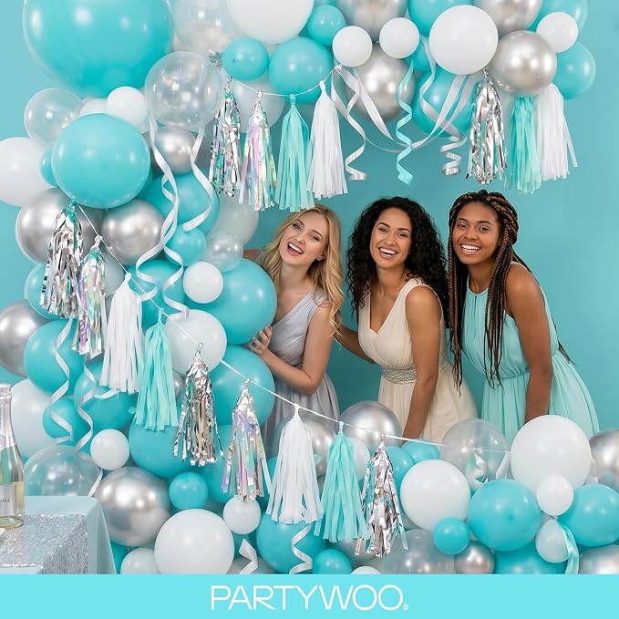 PartyWoo Teal Balloons 152pcs Turquoise Dark Teal Color Different Sizes | 18 12 - Image 5