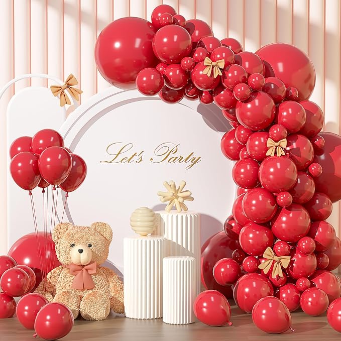 135pcs Red Balloon Arch Kit Different Sizes of 18 12 10 5 Inch Red Party by YISHEBAPA