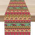 Boho Table Runner, Indian Bohemian Elephant Mandala Paisley Floral Hippie Art Print Table Center Decor for Home Kitchen Dining Patio Holiday Party Indoor Outdoor Table Decorations, 13"x108" Inch
