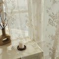 Khaki Lace Curtains 80 Inches Long 2 Panels Vintage Floral Sheer Curtains by SEEKRIGHTHomeDecor
