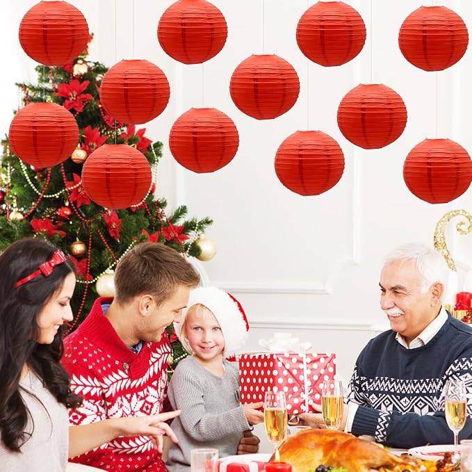 Red Paper Lanterns Round Shape Chinese Japanese Lanterns - Image 7
