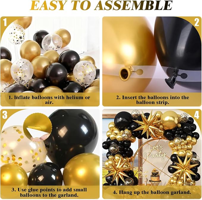 Black and Gold Balloon Garland Arch Kit | Party Decorations - Image 9