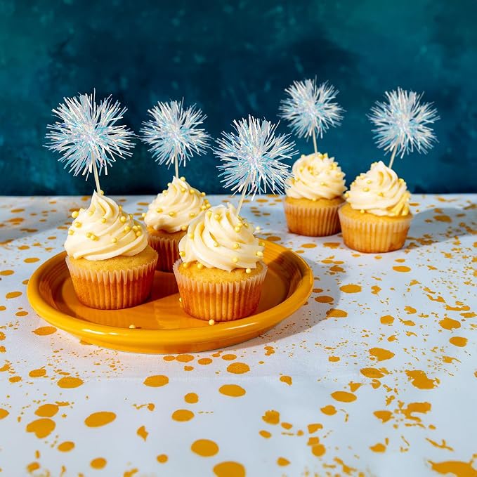 Gyufise 30Pcs Foil Firework Cupcake Toppers Sparkle Tinsel Cake Toppers Tinsel - Image 4