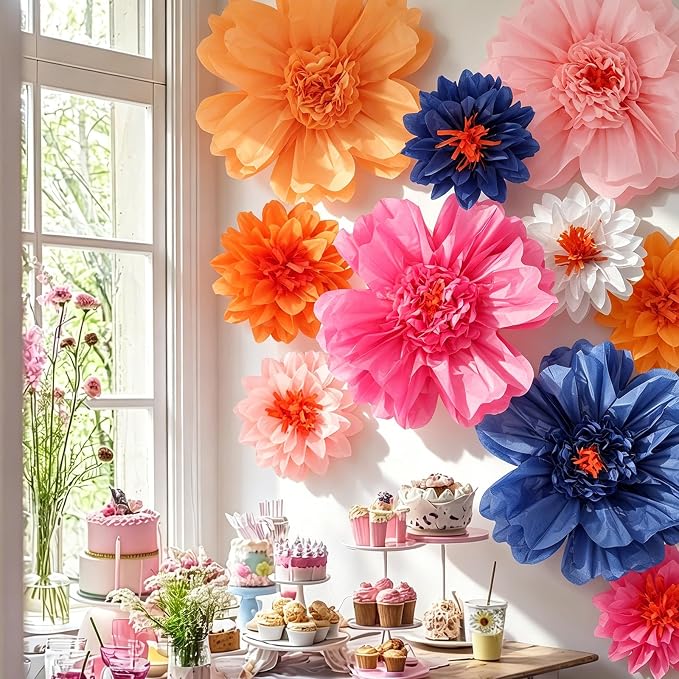 TaoBary Large Colorful Tissue Paper Flowers Giant Fiesta Paper Pom Poms by TaoBary