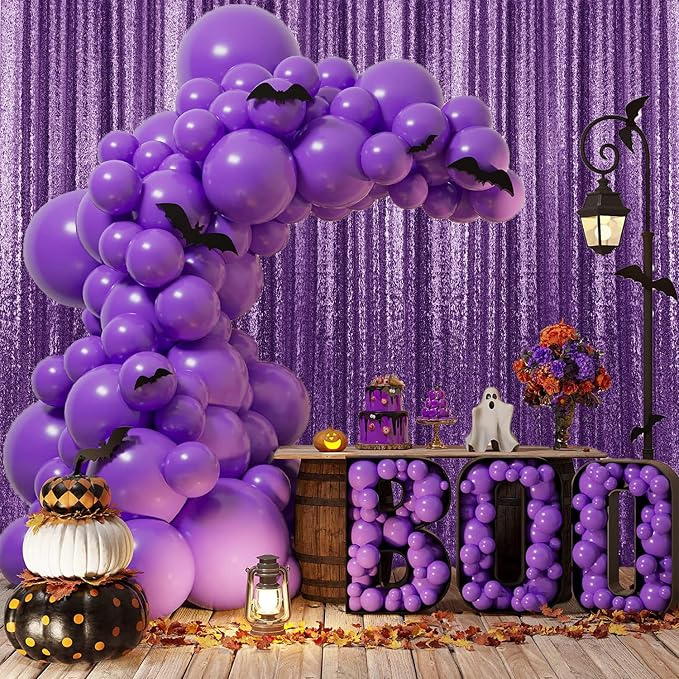 4×8FT-2PCS Purple Sequin Backdrop Curtains Panels, Photography Backdrop Glitter - Image 2