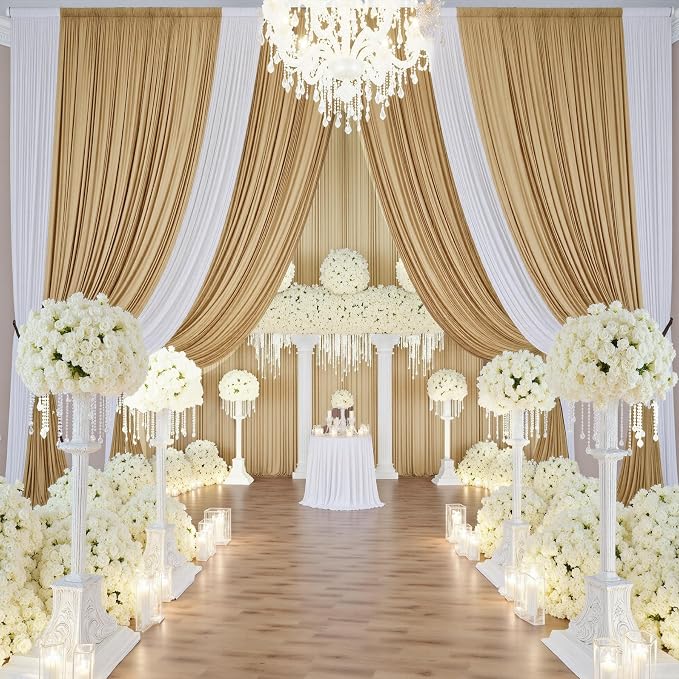 50ft×14ft Long Champagne Backdrop Curtain - Image 8