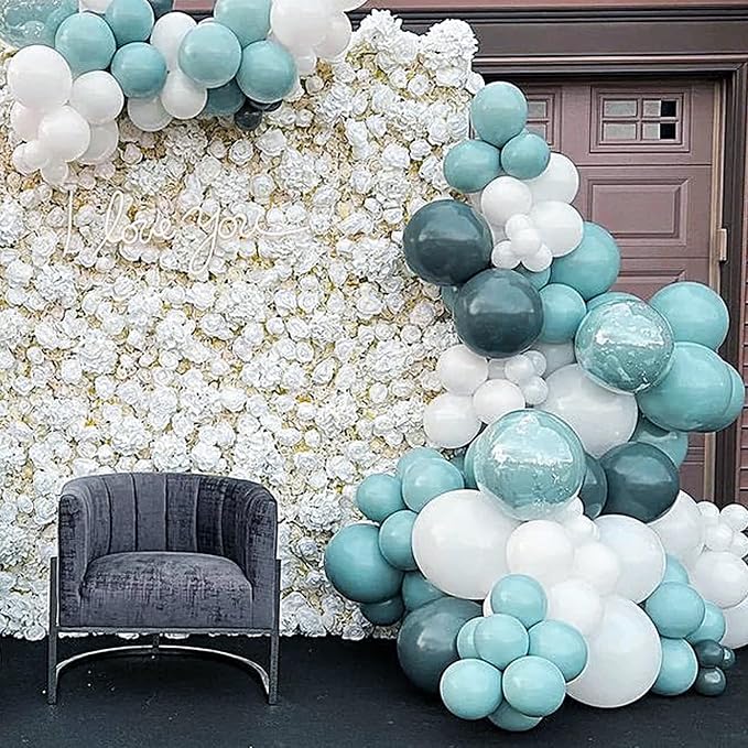 Dusty Blue Balloons Different Sizes 135pcs 18 12 10 5 Inch Blue Balloon Arch - Image 6