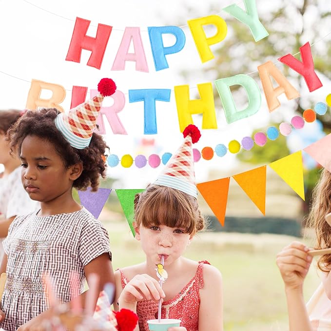 CANREVEL 3 PCS Pre-Strung 3D Happy Birthday Banner Decorations, Pastel | - Image 2