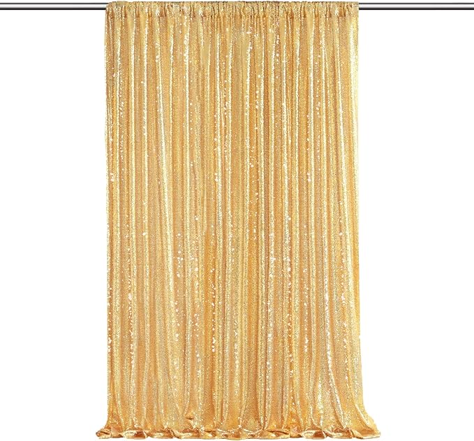 Gold Sequin Backdrop Curtains-1 Panel 5FTx8FT Gold Backdrop by SoarDream