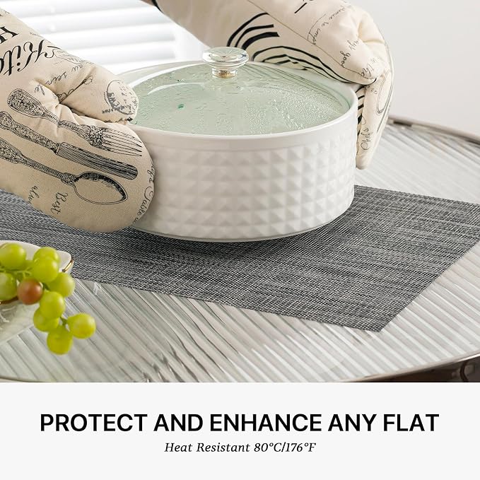 LEXMORE Placemats Set of 6 Vinyl/Plastic Woven Place Mats - Image 5