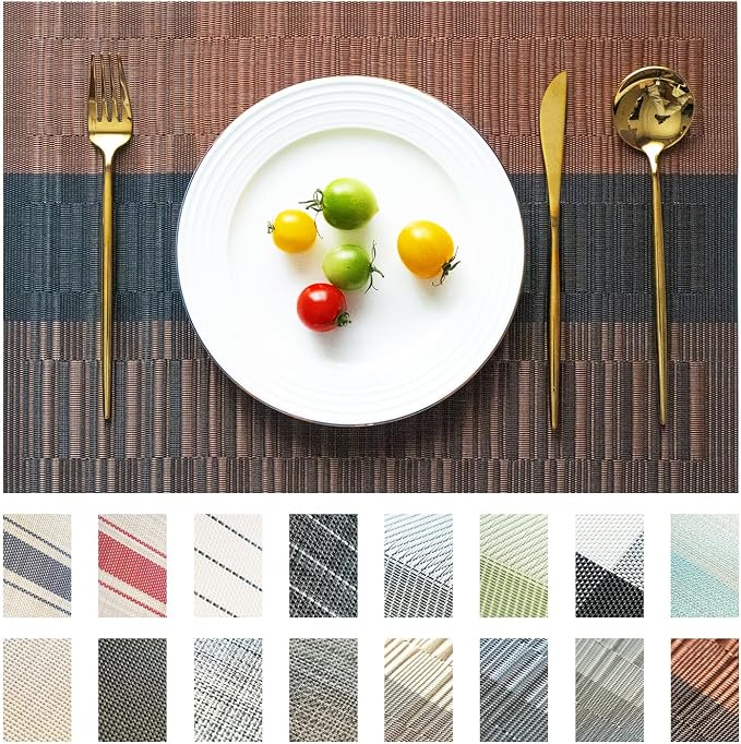 Placemats Set of 8 Vinyl/Plastic Woven Place Mats by Unknown