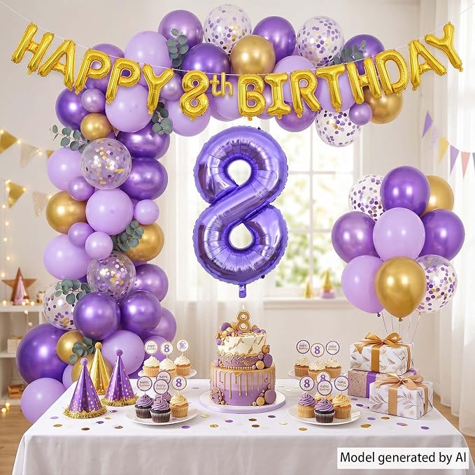 Purple Number 8 Balloon 40 Inch, Giant Lavender Mylar Foil Number 8 - Image 3