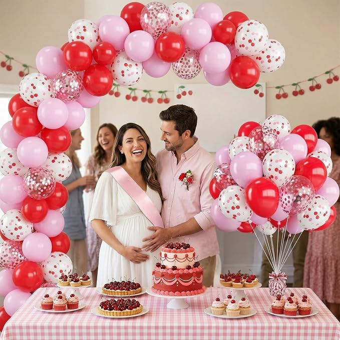 Red and Pink Cherry Balloons, 12 Inch Red Pink Cherry Printed Balloon and - Image 5