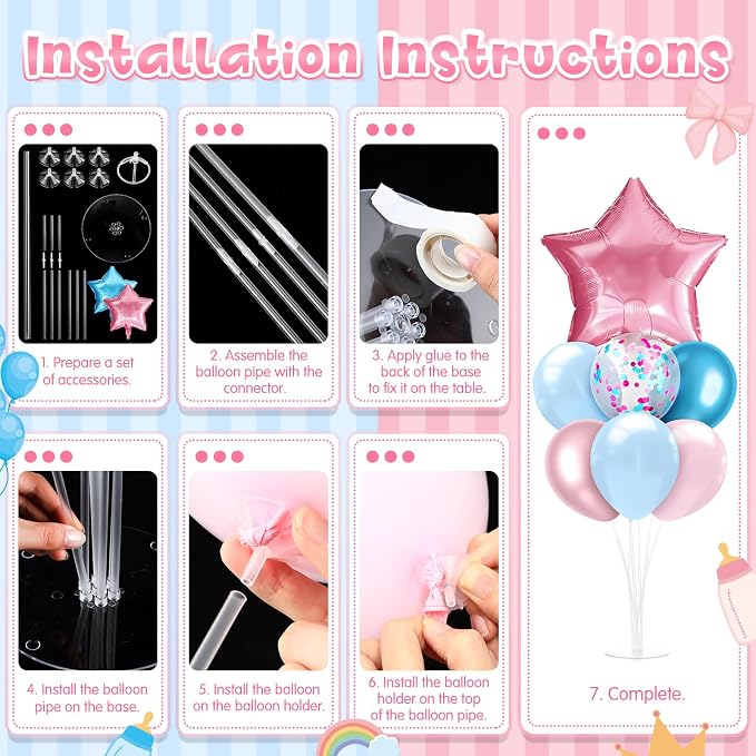 Lunmon 4 Set Gender Reveal Balloon Stand Kit - Image 4