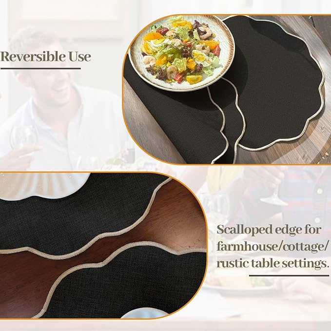 AHHFSMEI Round Faux Linen Placemats Set of 8 Heat Resistant Non-Slip Stain - Image 5