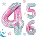 40 Inch Mermaid Number 4 Balloon, Sea Themed Birthday Decorations by AXBMM