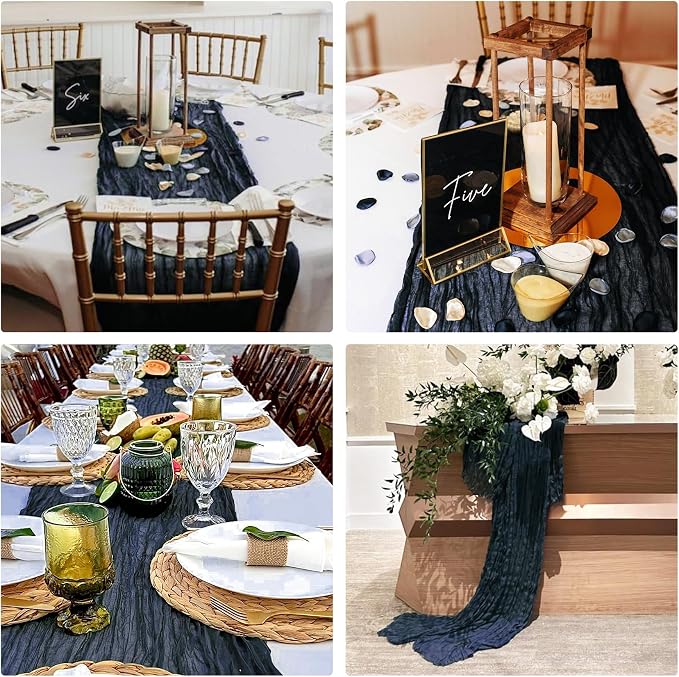 10 Pack Navy Blue Cheesecloth Table Runner 10FT Boho Gauze Fabric Table Runner - Image 7