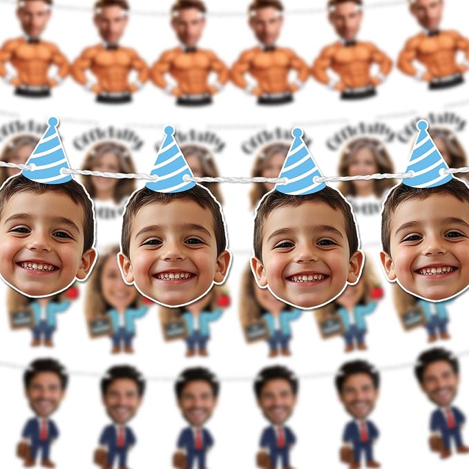 Bleu Reign Custom Hanging Face Banner – Personalized Photo Party Decor | We by Bleureign