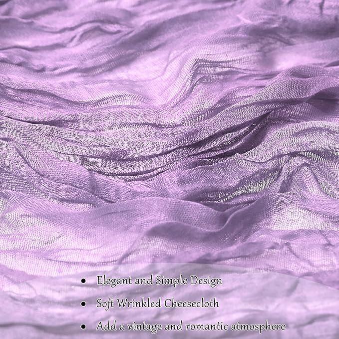 6-Pack Lilac Cheesecloth Table Runners – 10FT (35x120 Inch) Boho Rustic Gauze Fabric Cheese Cloth Table Runner for Weddings, Baby Showers, Bridal Shower, Farmhouse & Birthday Party Decor