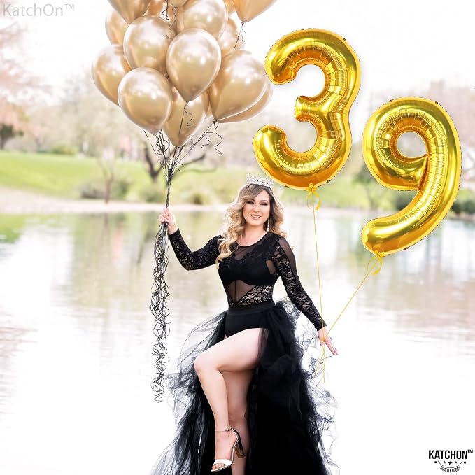 KatchOn Gold 39 Balloon Number 40 Inch, 39 Birthday Decorations | Gold 39 - Image 8
