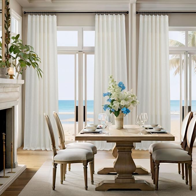 Pitalk Off White Linen Curtains 92 Inch Length 2 Panels - Image 6