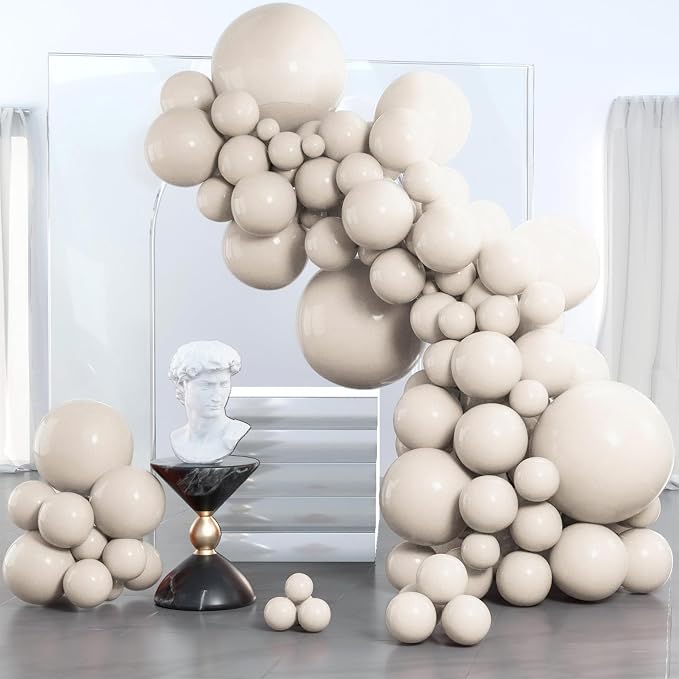 PartyWoo White Balloons 85pcs Sand White Beige Cream Ivory Boho Neutral | by PartyWoo