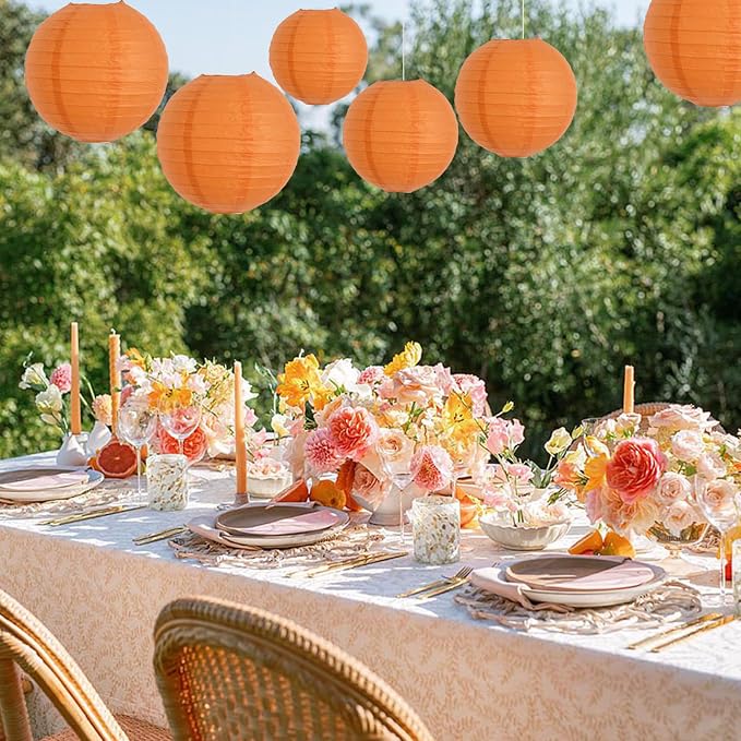 BEISHIDA 10 Inch Orange Paper Lanterns 6Packs Hanging Round Chinese Lantern | - Image 5