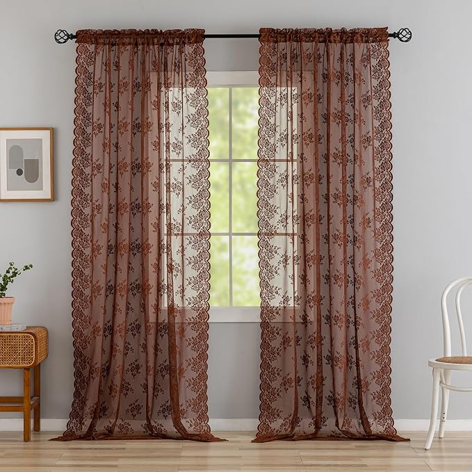 Kotile Warm Brown Sheer Curtains - Image 7