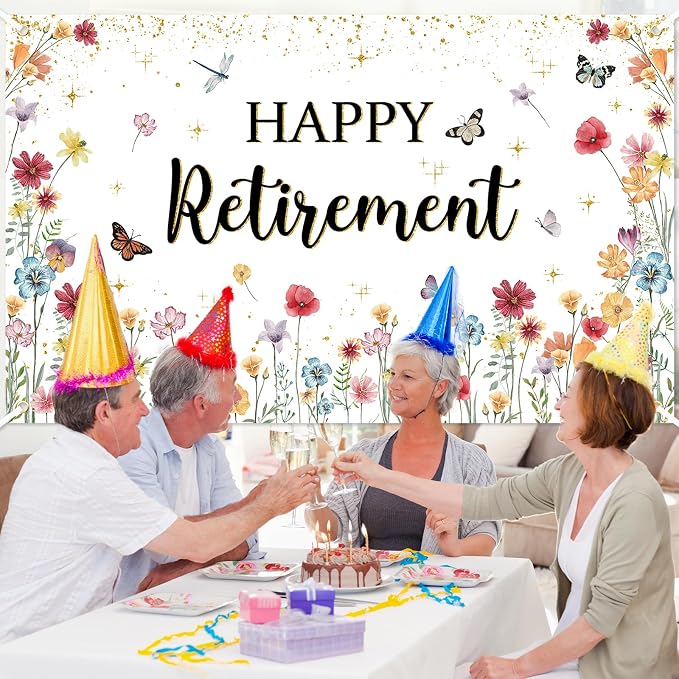 Happy Retirement Banner Wildflower Themed Happy Retirement Party Decorations - Image 6