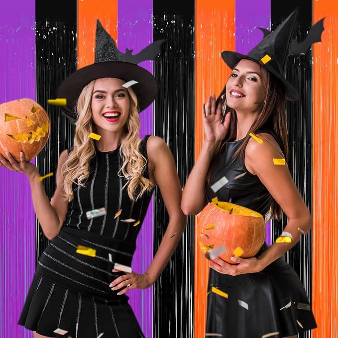 Voircoloria Halloween Foil Fringe Backdrop Curtains, 3 Pack | Tinsel Streamers - Image 7