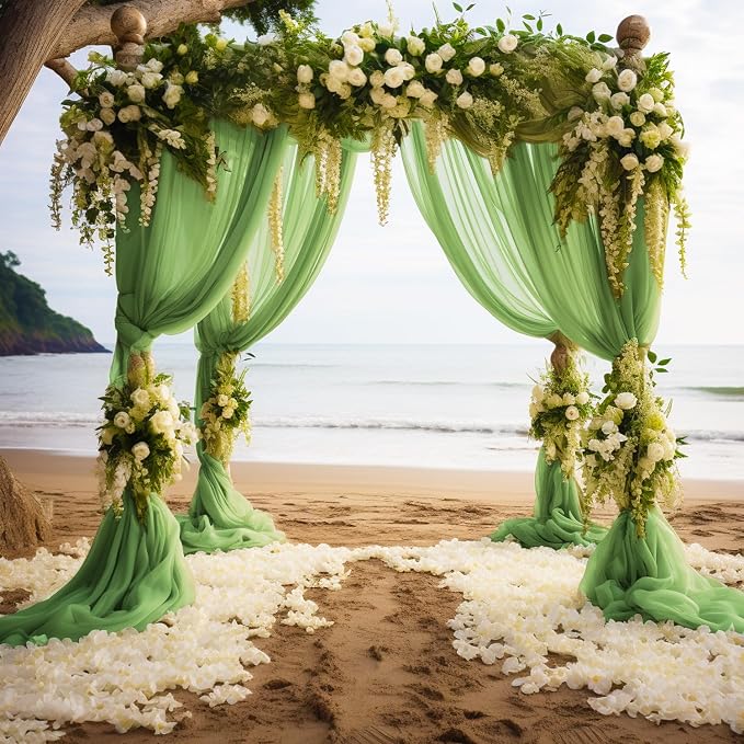 Wedding Arch Draping Fabric Backdrop Drapes 2 Panels, Sage Green | 28.7"x20FT - Image 7