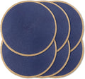 Round Placemats Set of 6, Woven Table Mats, Thin Edge, 15 Inch Diameter by Noctiflorous