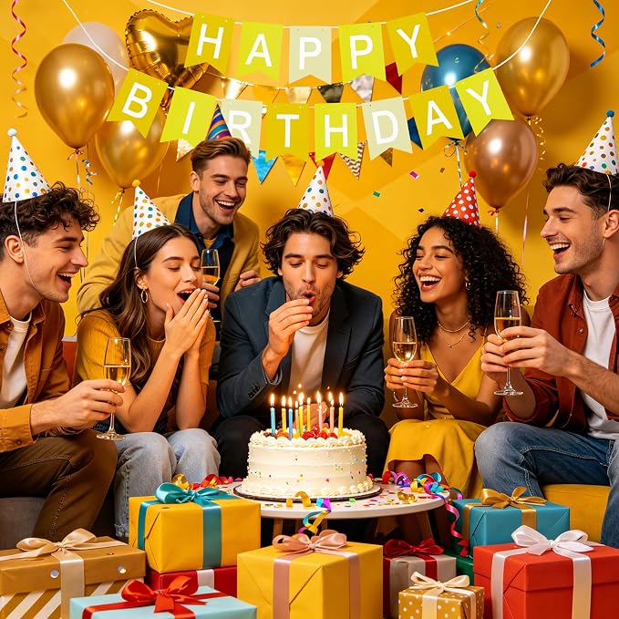 Happy Birthday Banner Pre-Strung Birthday Decorations Birthday Party Backdrop - Image 5