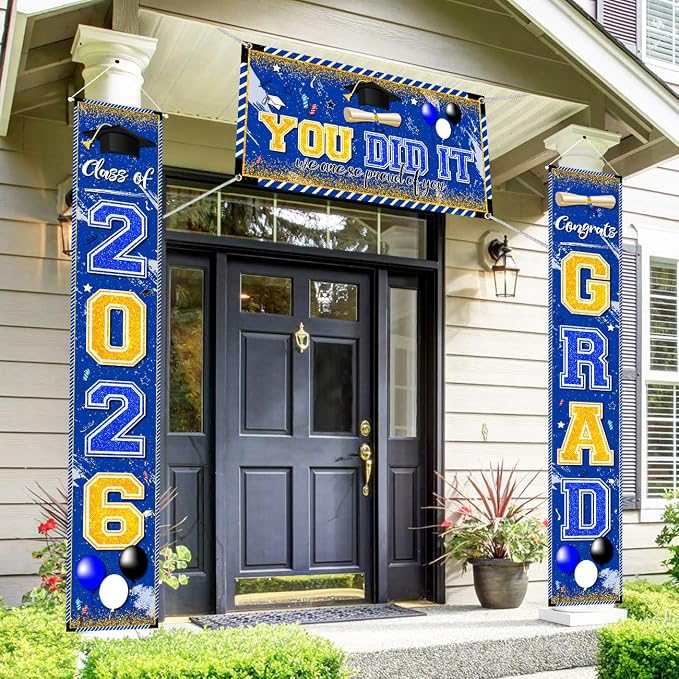 Blue and Gold Graduation Decorations Class of 2026 Graduation Banner Congrats - Image 5