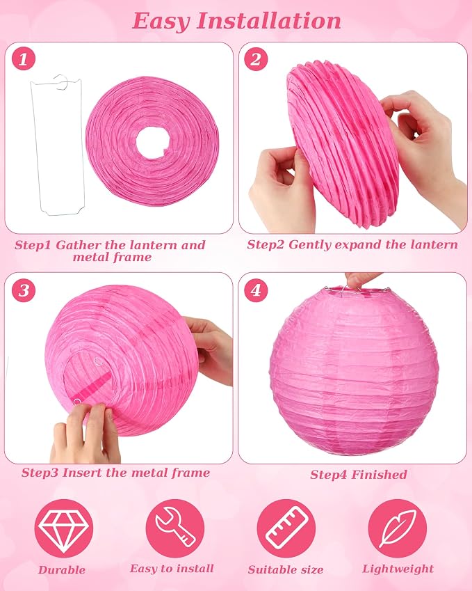 Treela 48 Pcs Paper Lanterns Party Decorations Chinese Lanterns Round Paper - Image 6