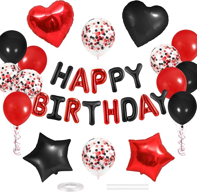 CANREVEL Happy Birthday Banner Decoration + 30pcs Star Balloons, by CANREVEL